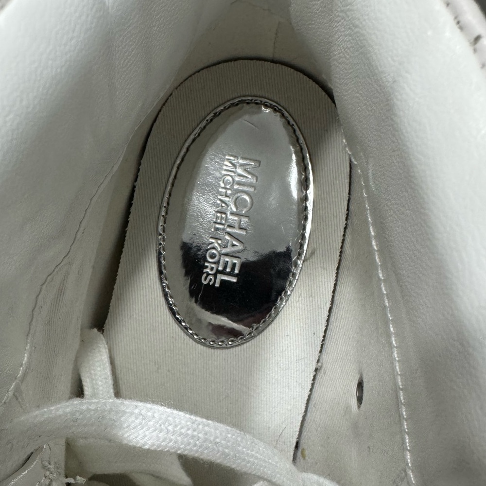 Michael Kors Women’s Nikko Optic White High-Top Hidden Wedge Sneakers Size 10 - Picture 4 of 12